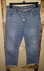 Cropped button fly jeans